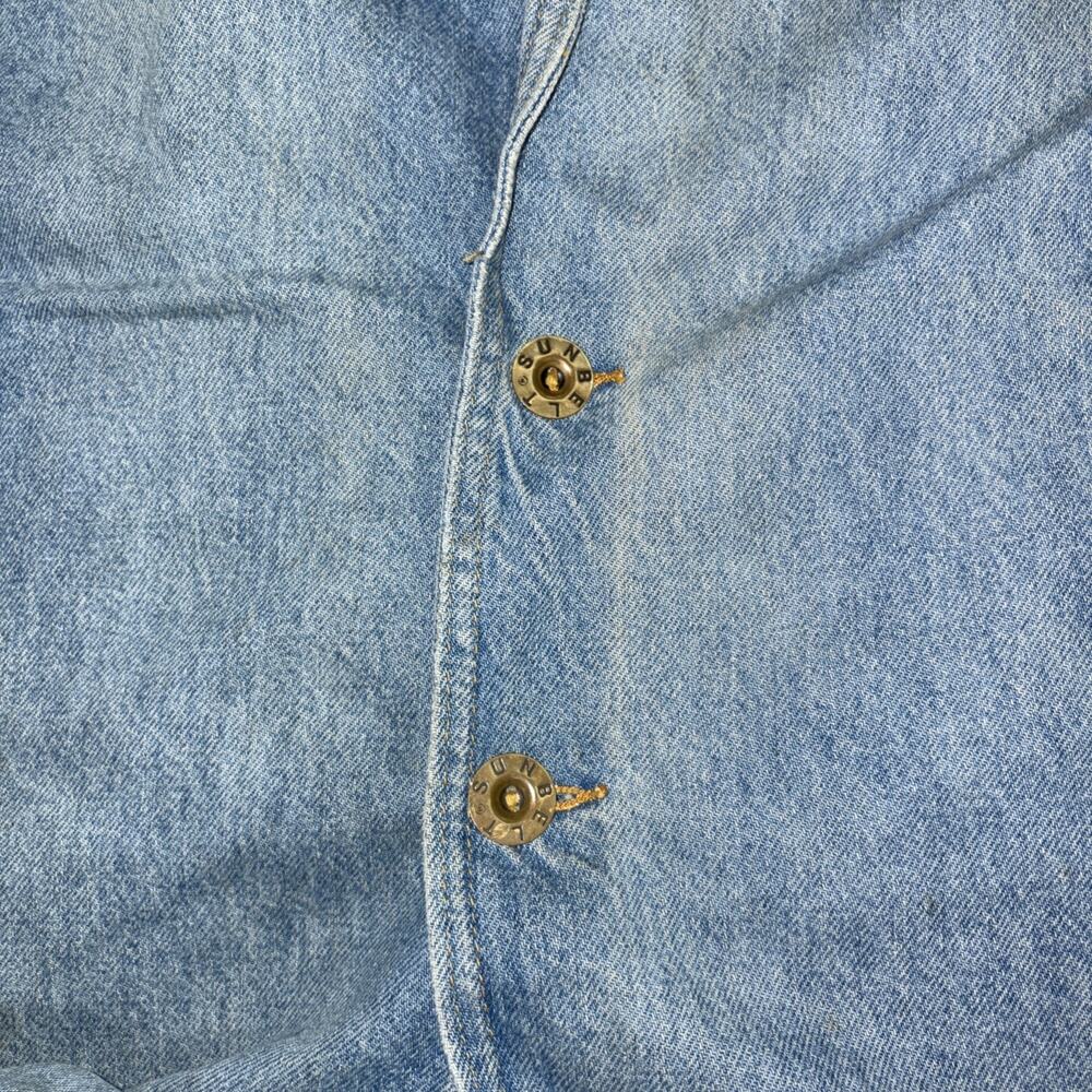 Sunbelt Denim Duster Coat Size M/L Vintage 90s Long Button Up Pockets Light Wash - Picture 4 of 7